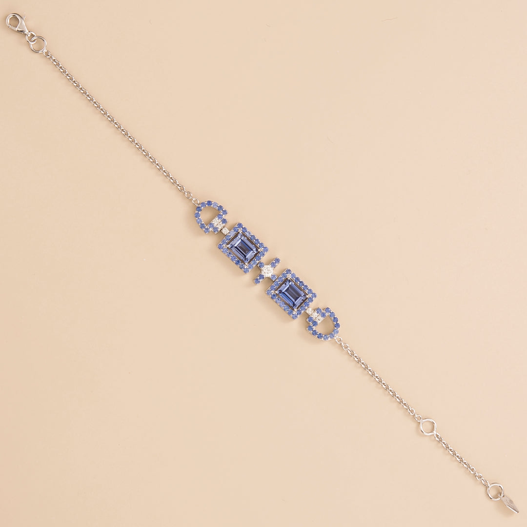 Ciceris White Gold Bracelet Pastel Blue Sapphire and Diamond Juvetti