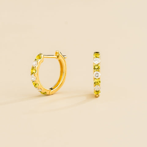 Emerald Earrings Juvetti Jewellery London Ciclo Gold Huggie Earrings Set With Yellow Sapphire and Diamond Emerald Earrings Juvetti Jewellery London Ciclo Gold Huggie Earrings Set With Yellow Sapphire and Diamond
