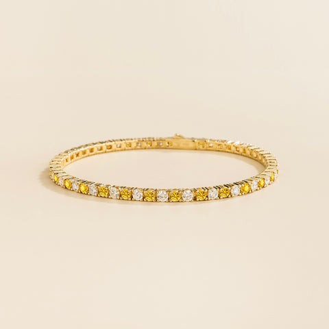 Ciclo Yellow Sapphire and Diamond Round Tennis Bracelet in Gold