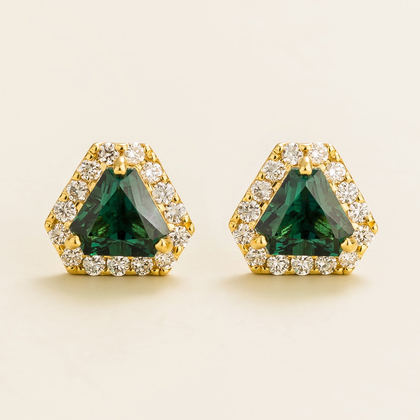 Diana Gold Earrings Emerald and Diamond Online Affordable Bespoke Jewellery UK