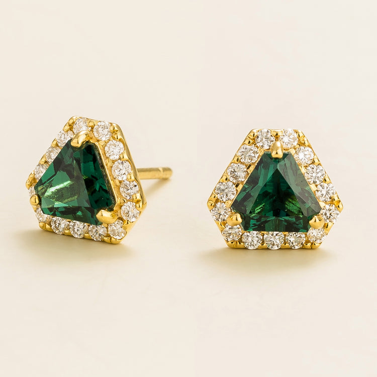 Diana Gold Earrings Emerald and Diamond Online Affordable Bespoke Jewellery