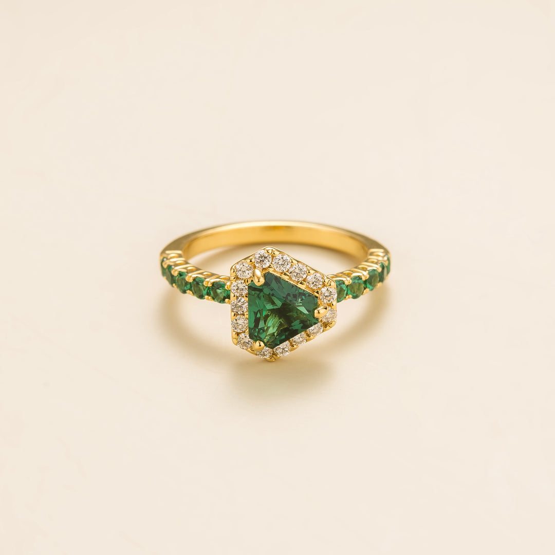 Diana Gold Ring Emerald Diamond Juvetti Jewellery London UK