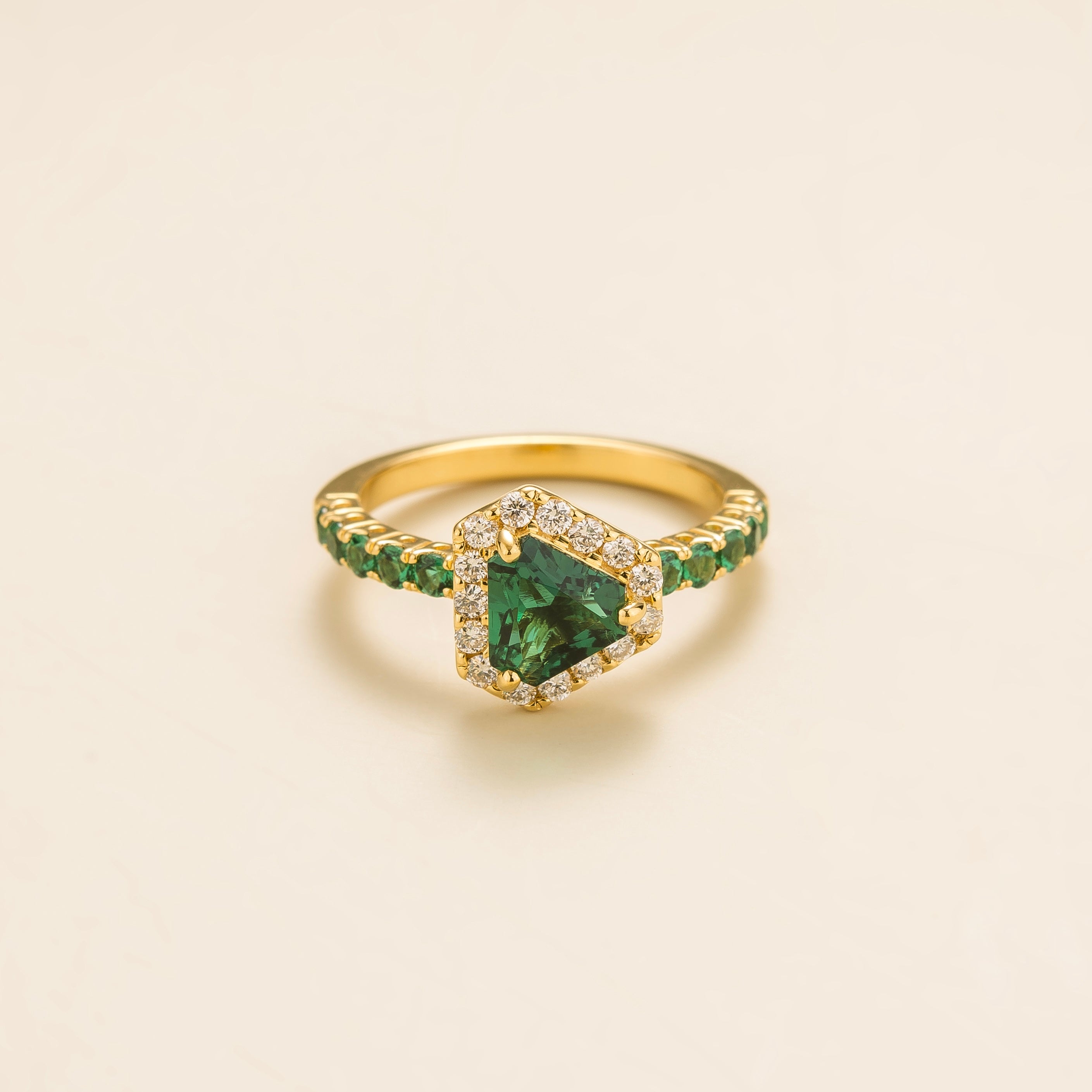 Diana Gold Ring Emerald Diamond Juvetti Jewellery London UK
