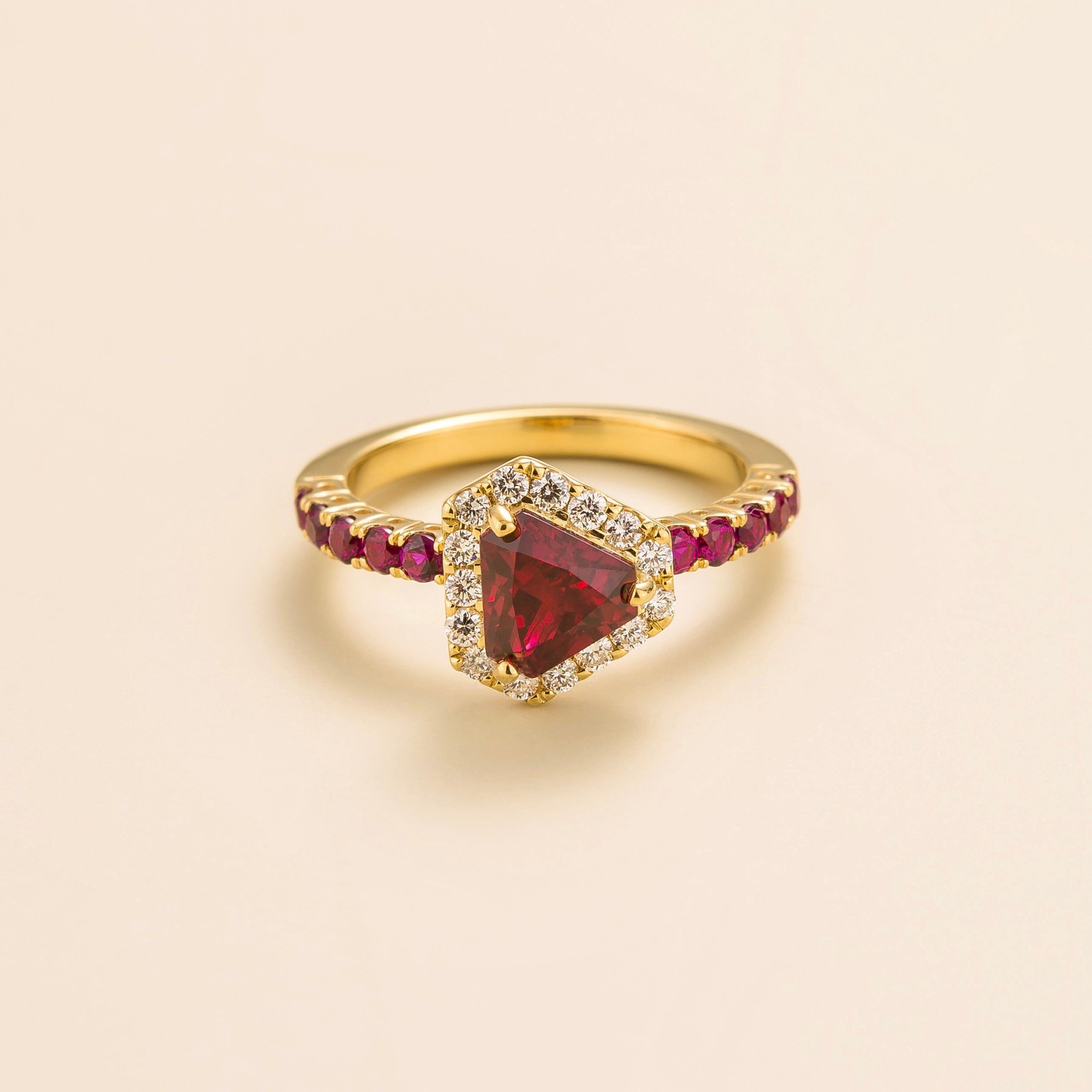 Diana Gold Ring Ruby _ Diamond Juvetti London UK