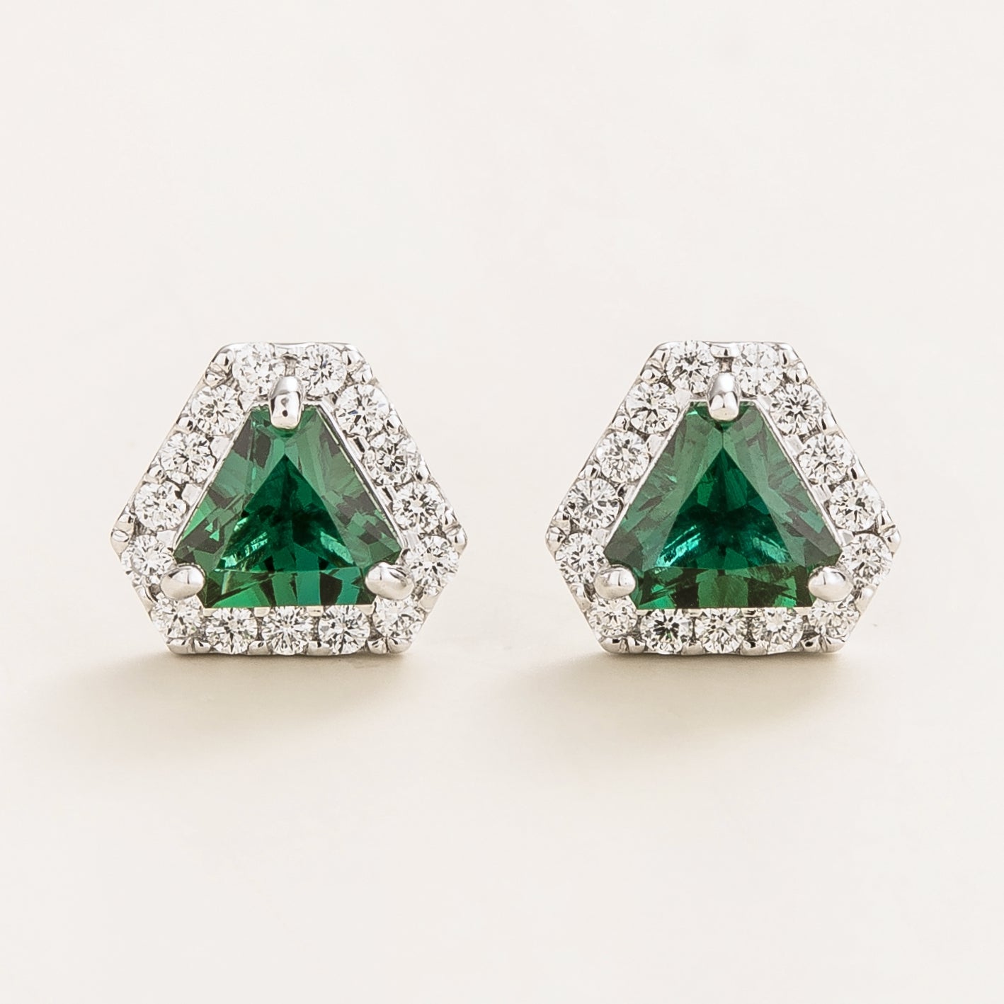 Diana White Gold Earrings Emerald and Diamond Online Affordable Bespoke Jewellery UK