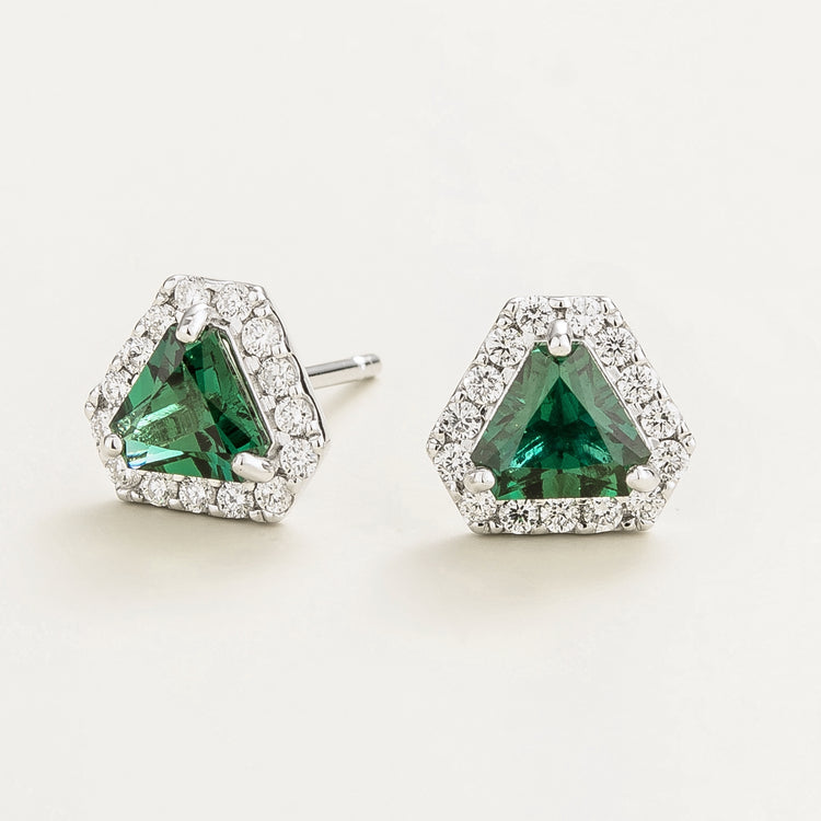 Diana White Gold Earrings Emerald and Diamond Online Affordable Bespoke Jewellery