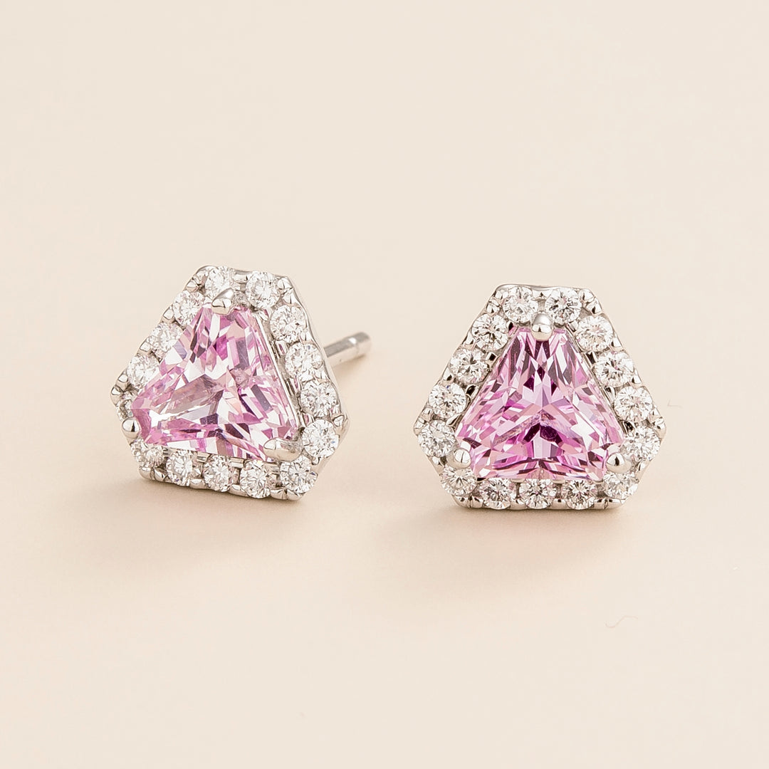 Diana White Gold Earrings Pink Sapphire and Diamond Juvetti Jewelry London UK