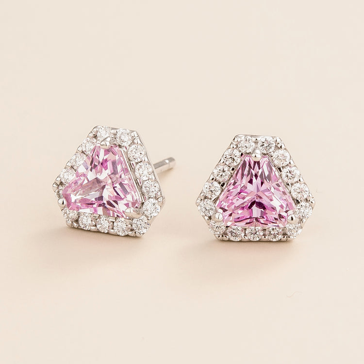 Diana White Gold Earrings Pink Sapphire and Diamond Juvetti Jewelry London UK
