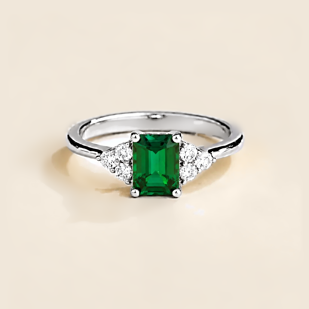 Chateau emerald emerald-cut & diamond ring in white gold