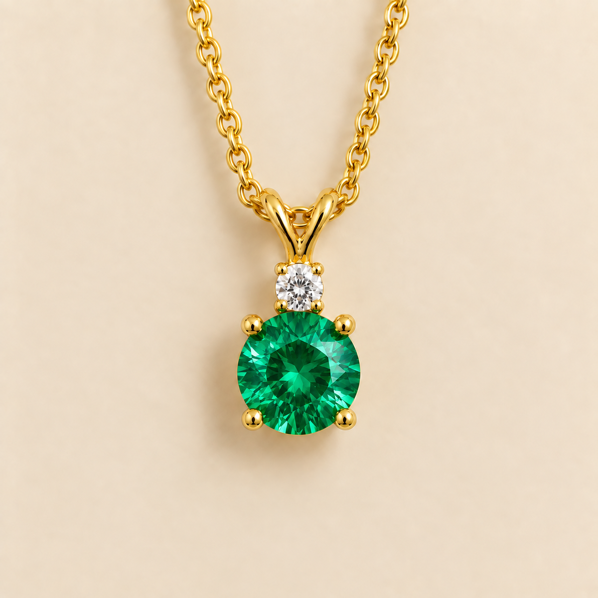 Joie Round Emerald & Diamond Drop Pendant Necklace In Gold