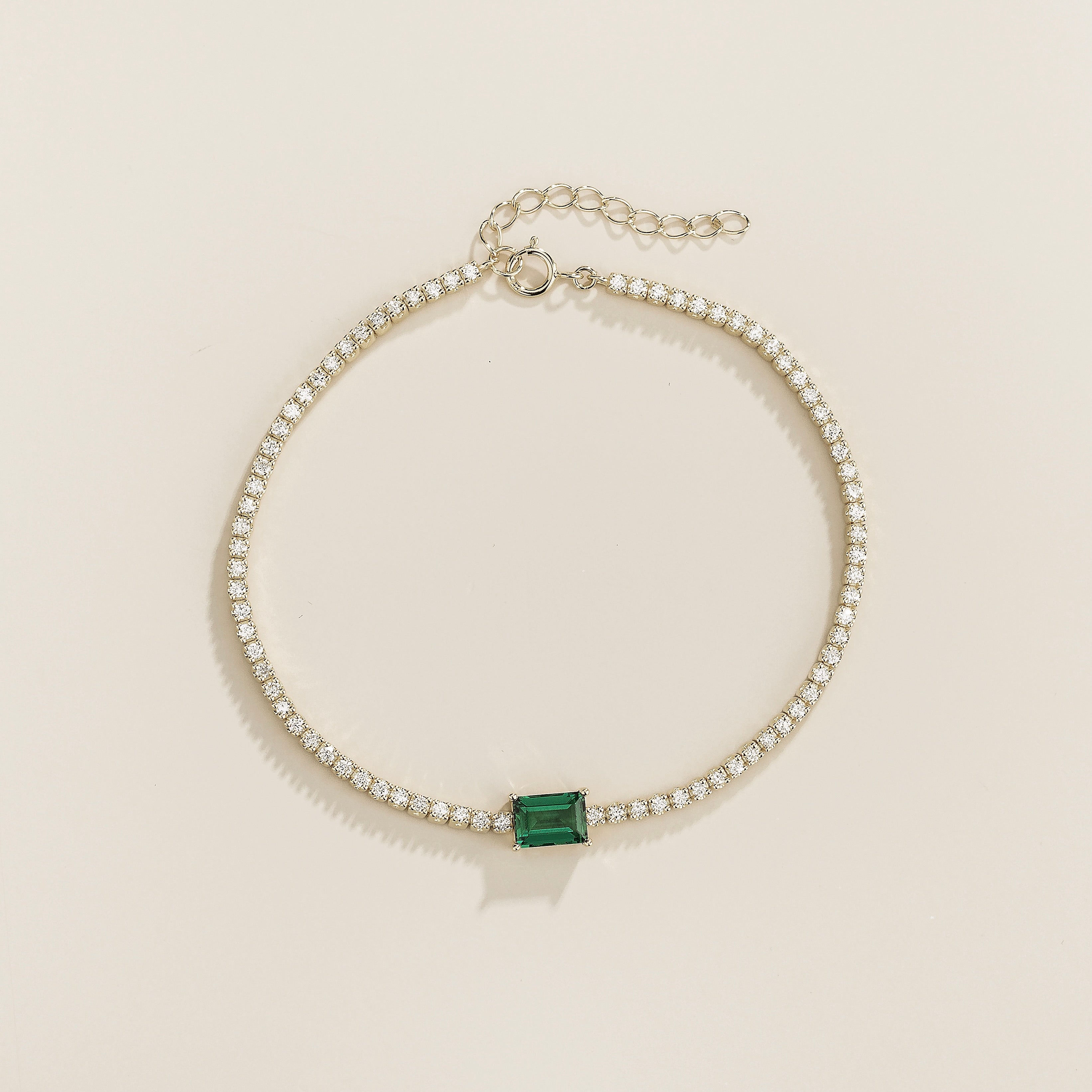 White Gold Bracelet with Emerald and Lab Grown Diamonds – Juvetti London Jewelry