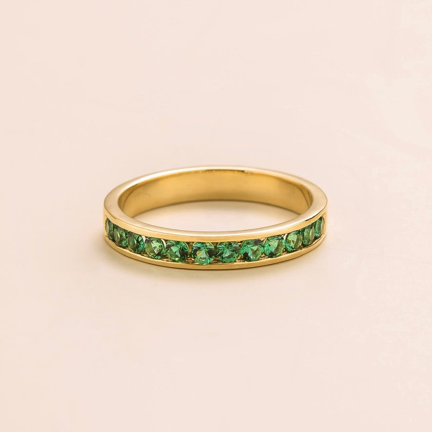 Margo Emerald Channel Band Ring in Gold