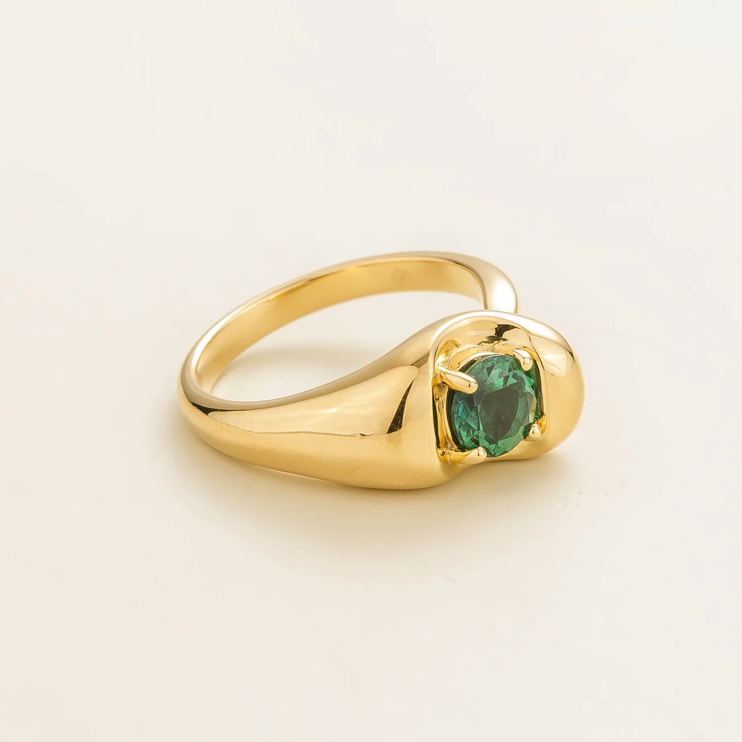 Fava Gold Ring Set With Emerald By Juvetti Jewellery