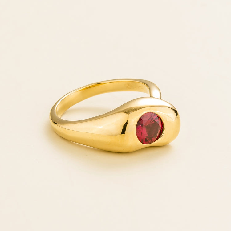 Fava Ring In Ruby Set In Gold Juvetti Jewellery