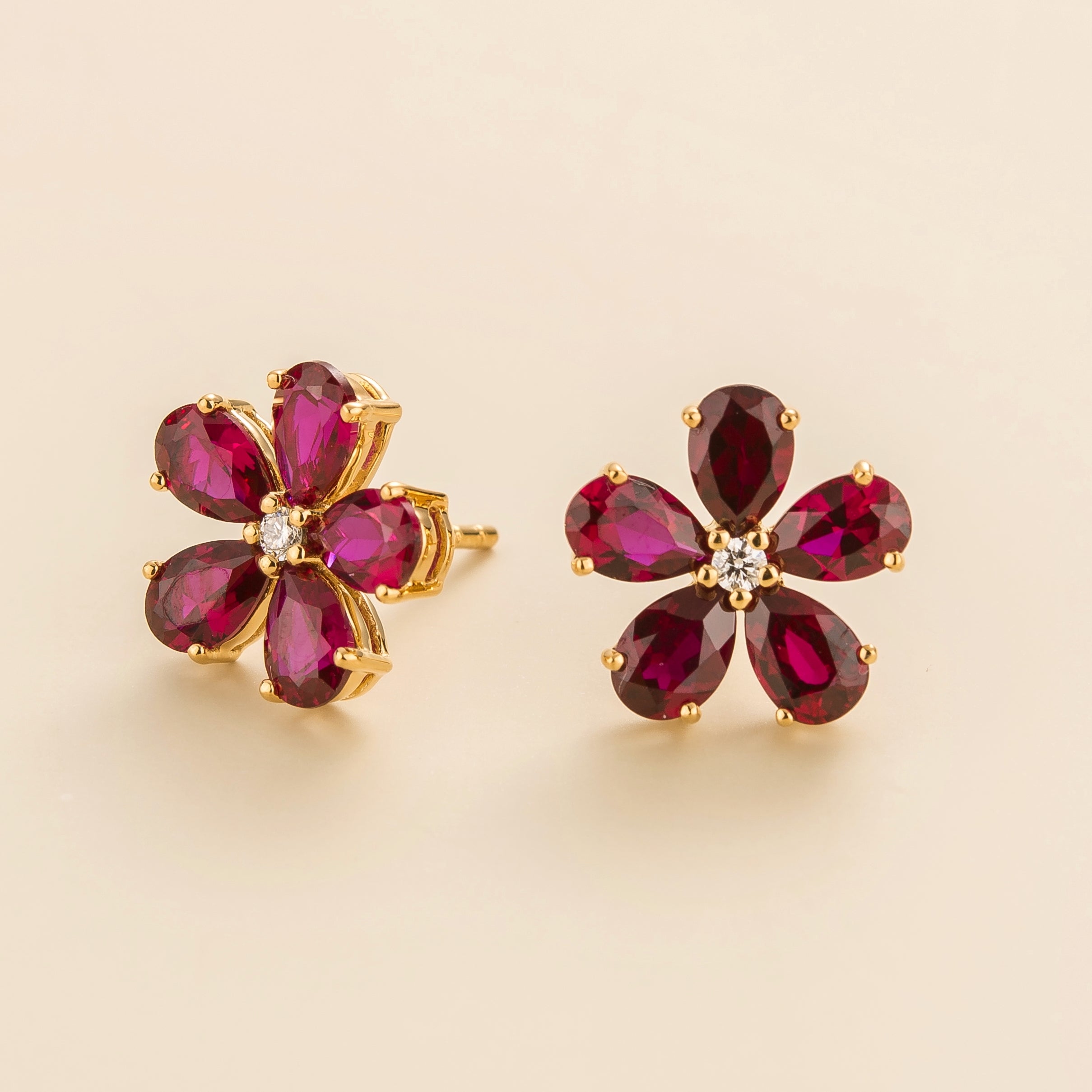 Synthetic Ruby & Diamond Heart Drop Earrings - Earrings from Cavendish  Jewellers Ltd UK