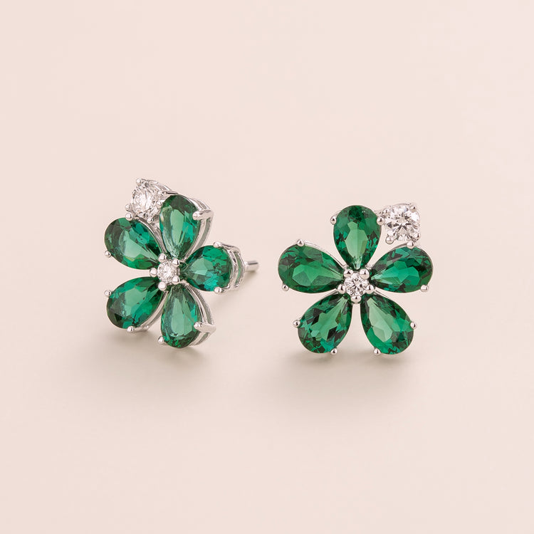 Florea White Gold Earrings Emerald and DiamondBest London Jewellery Store
