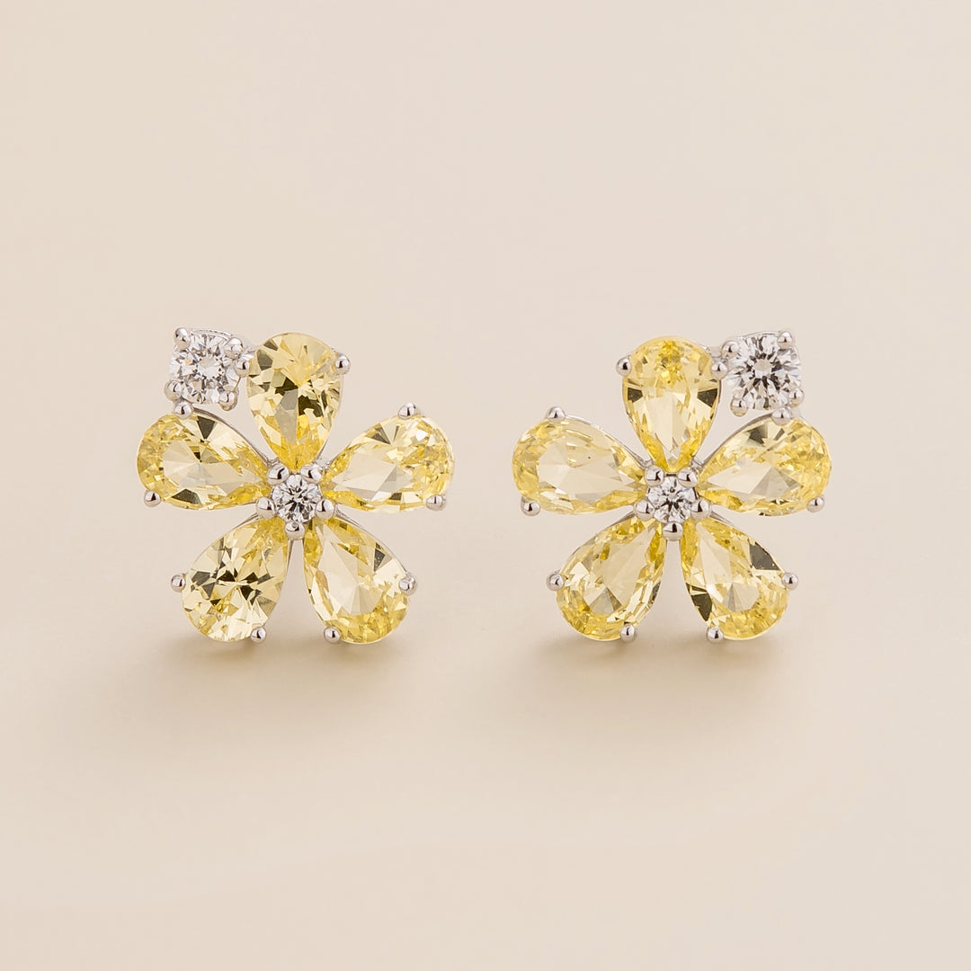 Florea White Gold Earrings Yellow Sapphire and Diamond Best London Jewellery Store in UK