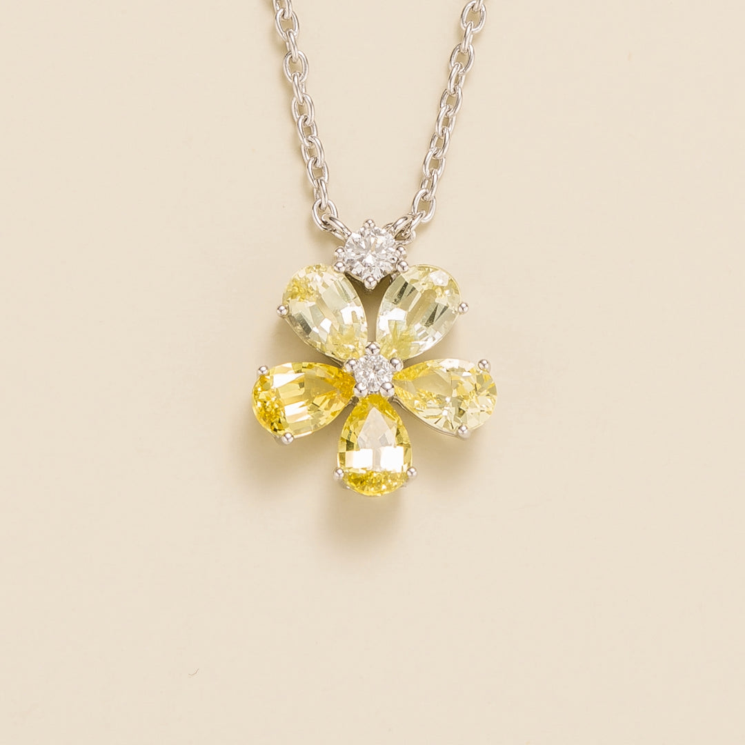 Florea White Gold Necklace Yellow Sapphire and Diamond Best London Jewellery Store UK
