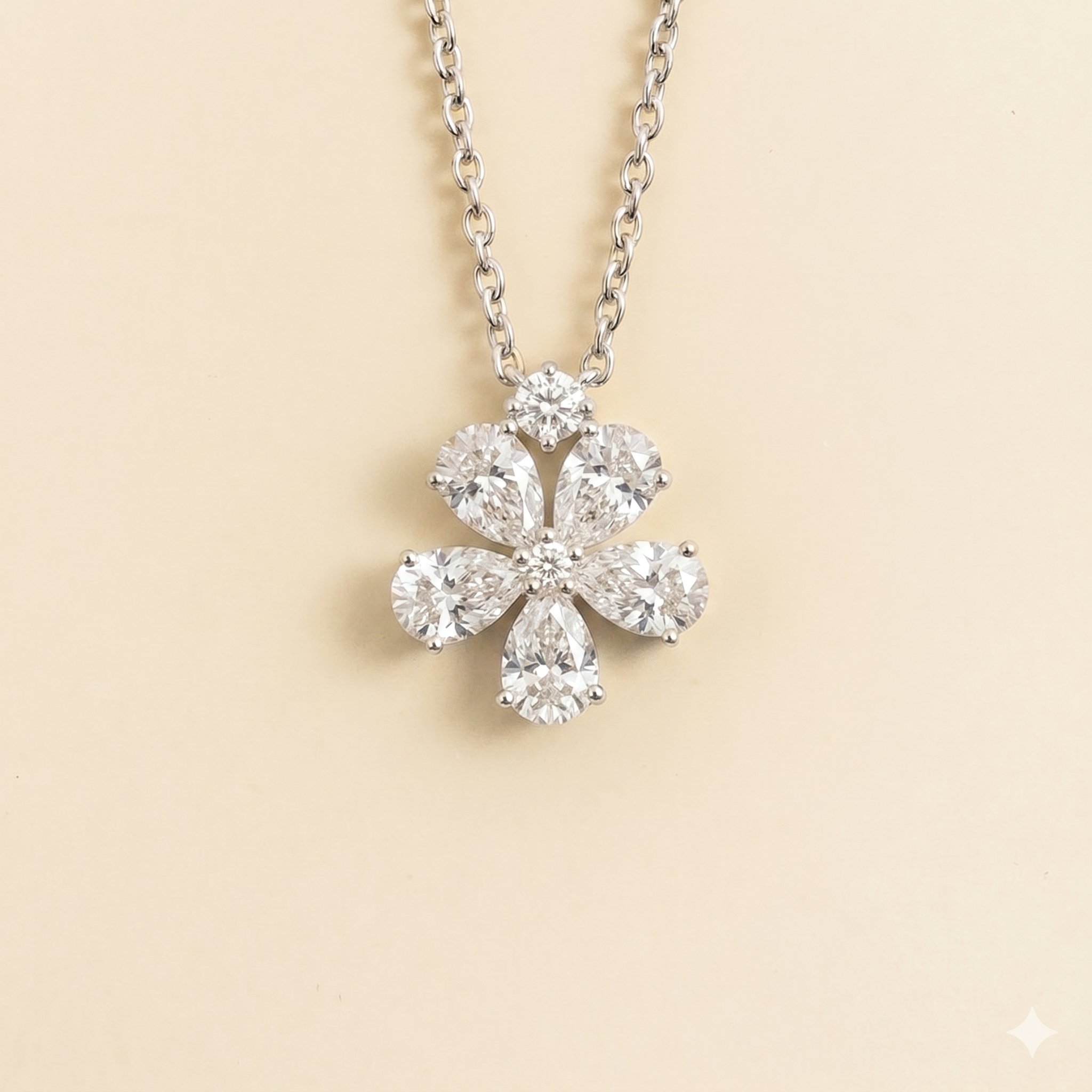 Florea Diamond Flower Pendant Necklace in White Gold