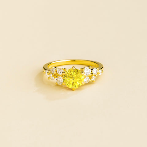 Emerald Earrings Juvetti Jewellery London Floret Gold Ring In Yellow Sapphire and Diamonds