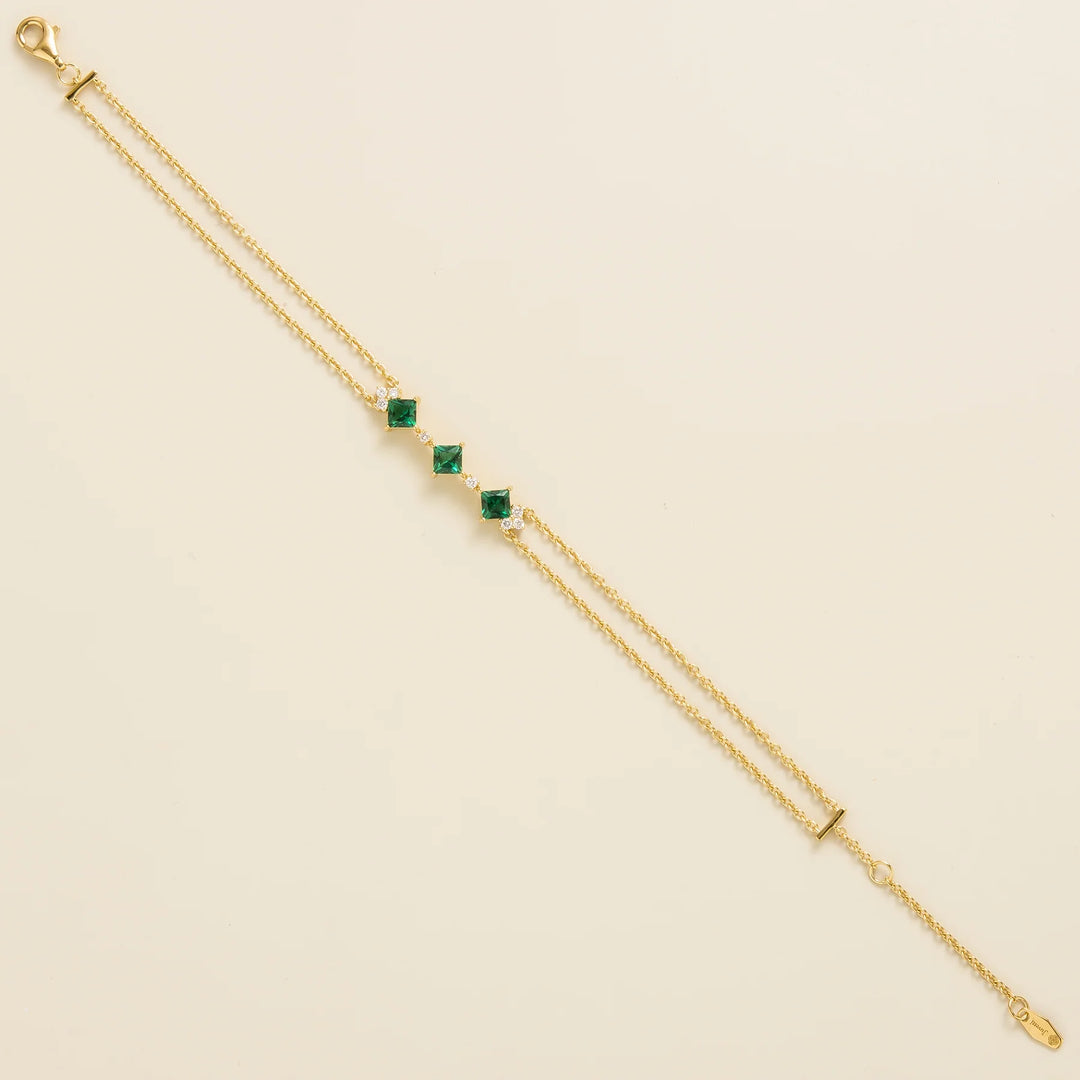 Forma Gold Bracelet In Emerald and Diamond Bespoke Jewellery From London UK