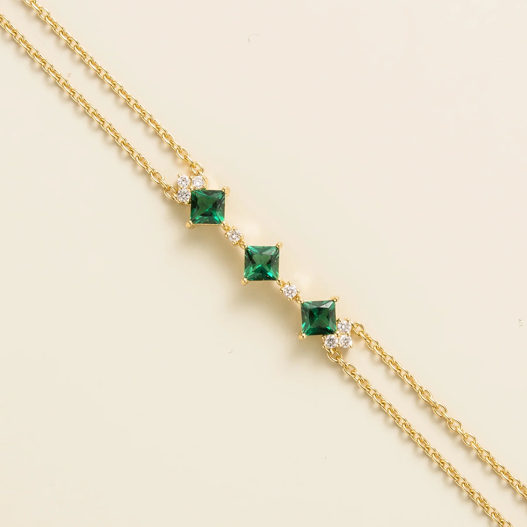 Forma Gold Bracelet In Emerald and Diamond Bespoke Jewellery From London