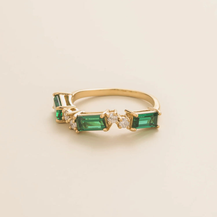 Amore Rose Gold Ring Emerald and Diamond By Bespoke Jewellery London UK