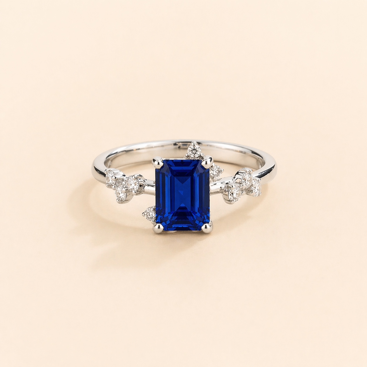 Frost Blue Sapphire & Diamond Ring In White Gold