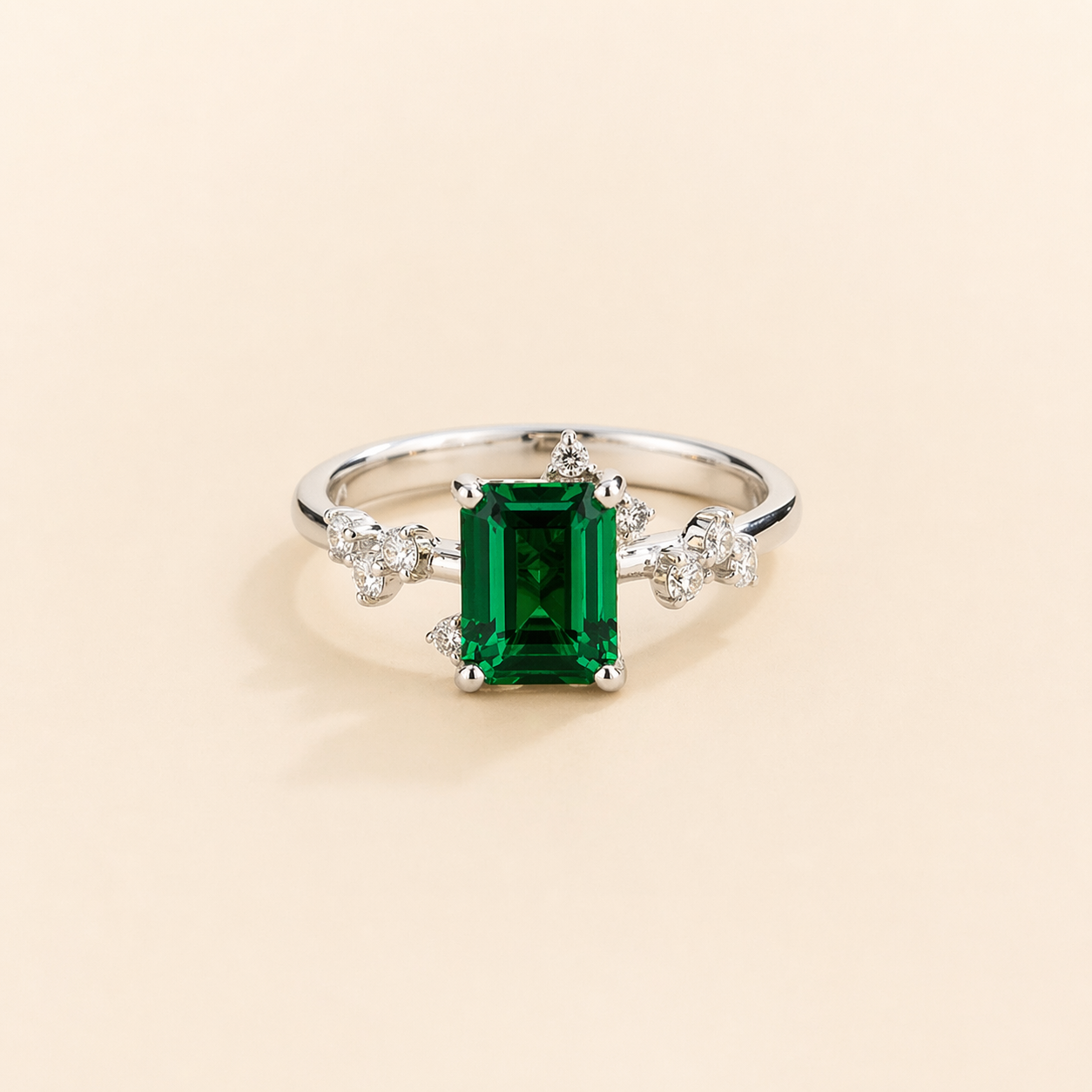 Frost Emerald & Diamond Ring In White Gold