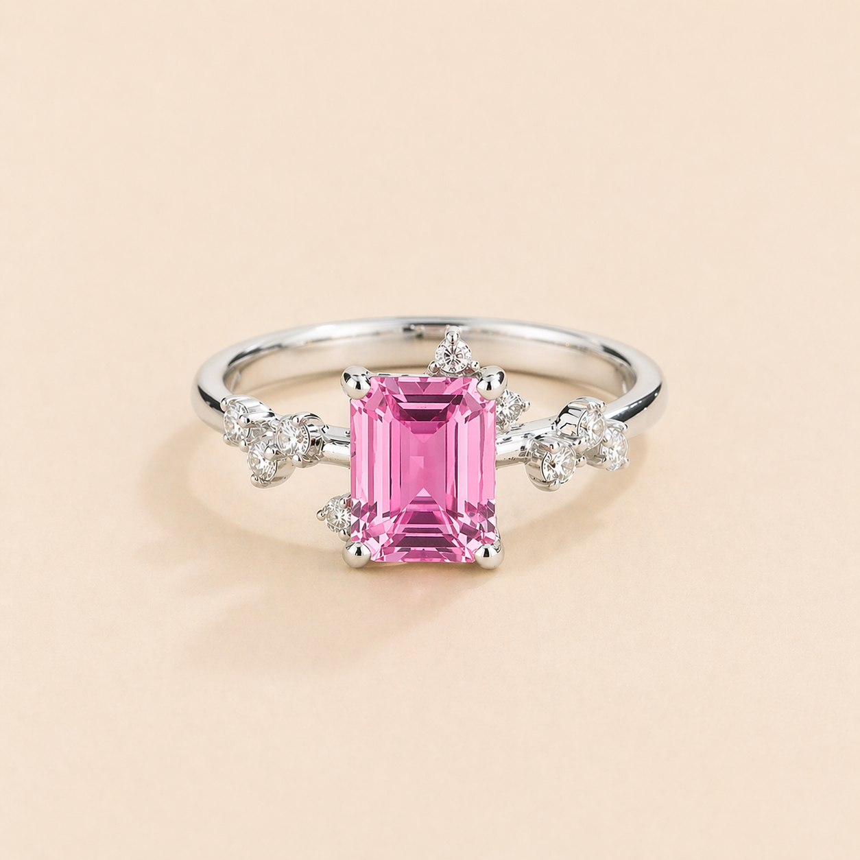 Frost Pink Sapphire & Diamond Ring In White Gold