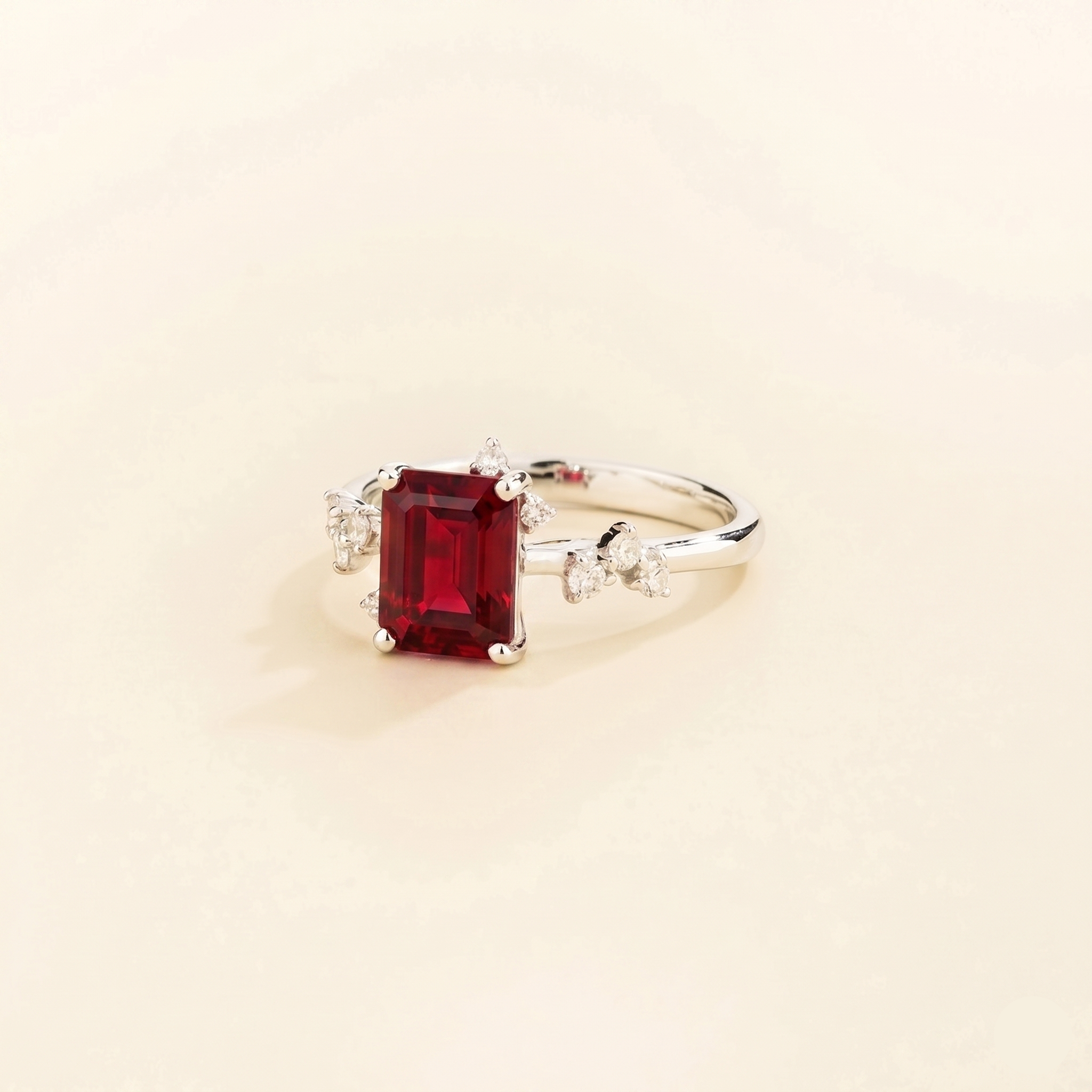 Frost Ruby & Diamond Ring In White Gold