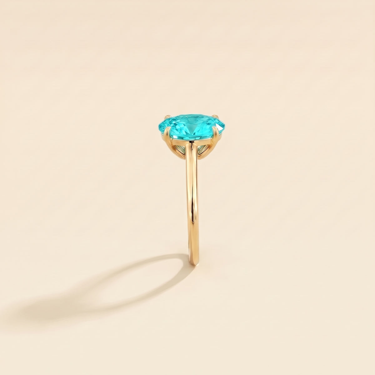 Lyra Oval Shape Paraiba Cathedral Solitaire Ring side edge