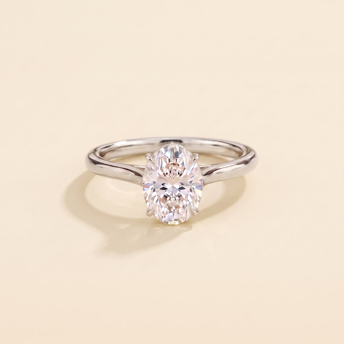 Lyra Oval Shape Diamond Cathedral Solitaire Ring front