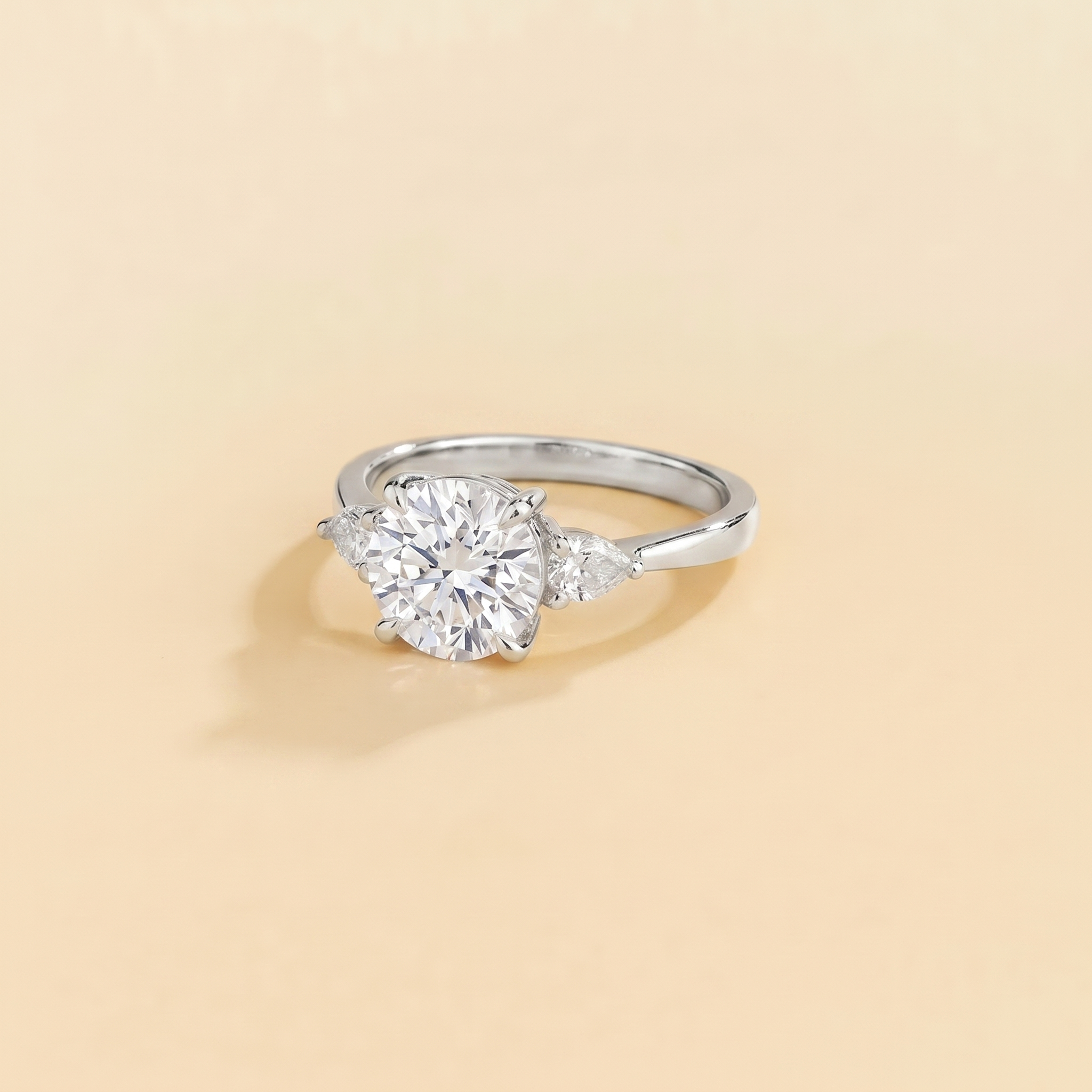 Rosey Diamond Round Cut & Pear Cut White Gold Ring