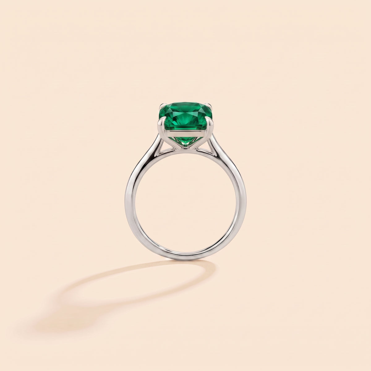 Clair Radiant Shape Emerald Cathedral Solitaire Ring side profile