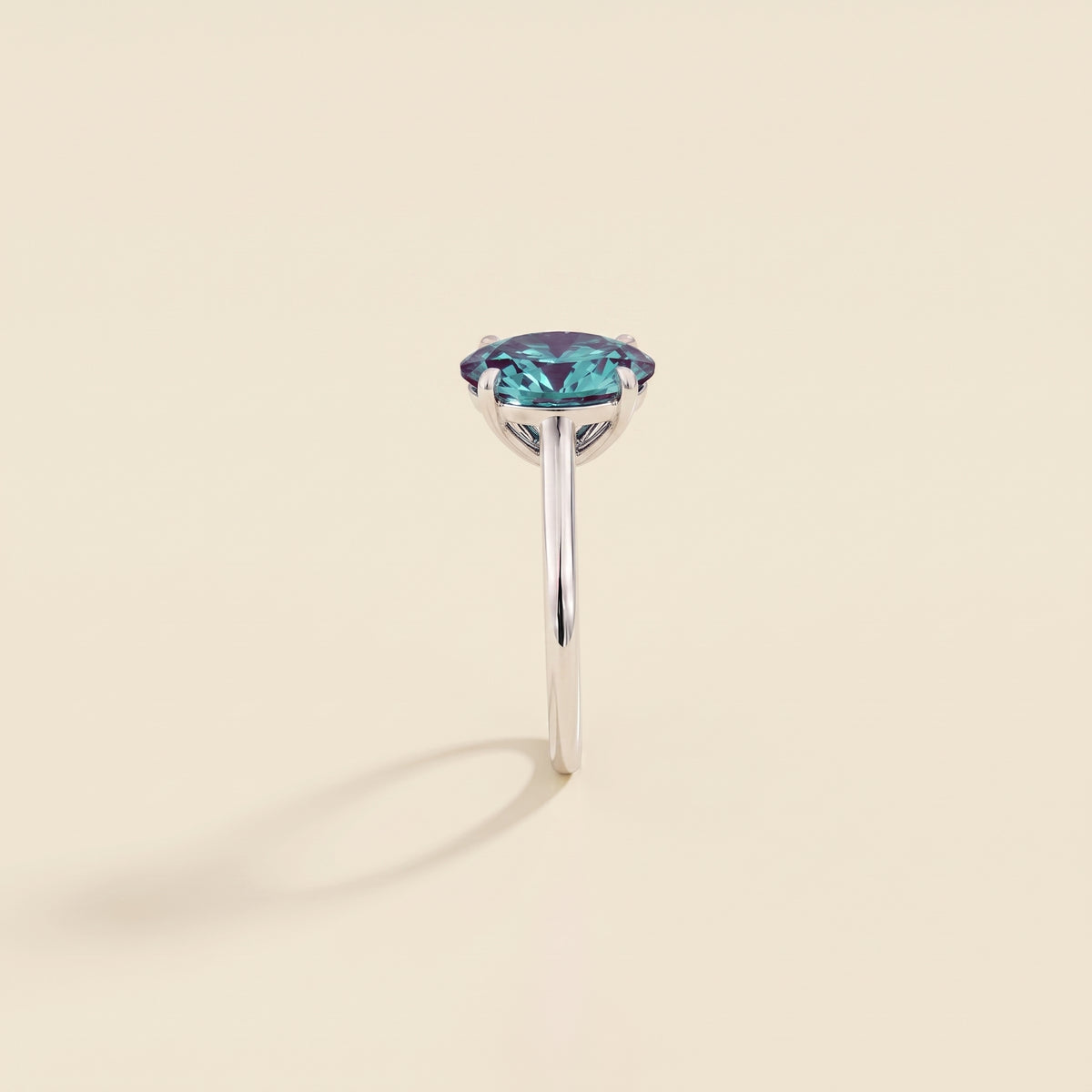 Lyra Oval Shape Alexandrite Cathedral Solitaire Ring side edge