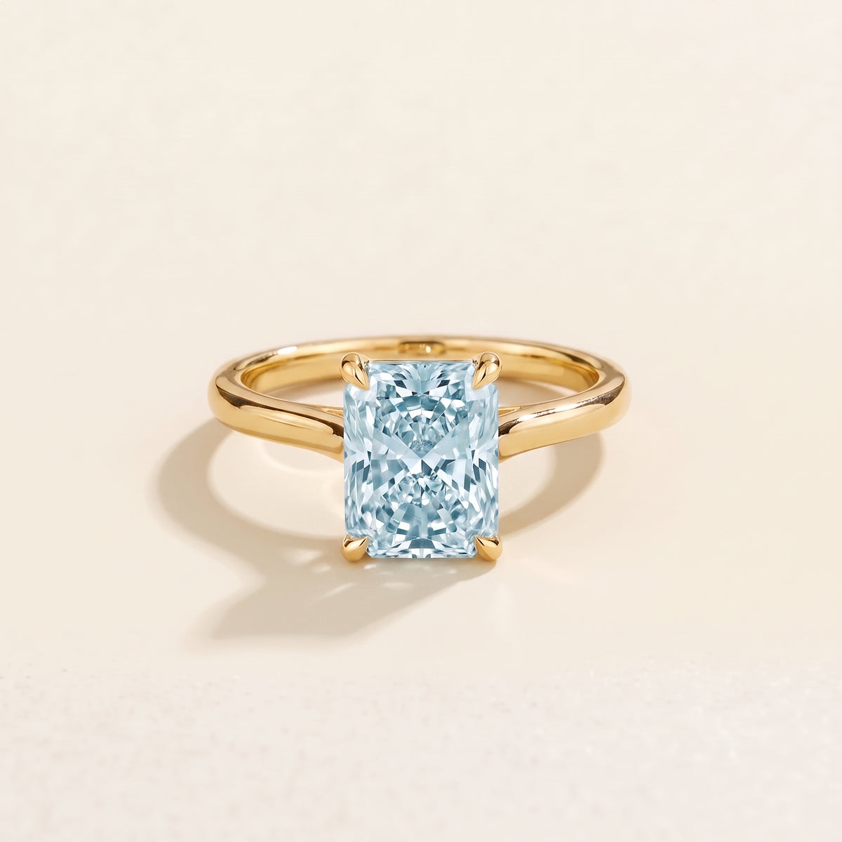 Clair Radiant Shape Aquamarine Cathedral Solitaire Ring front
