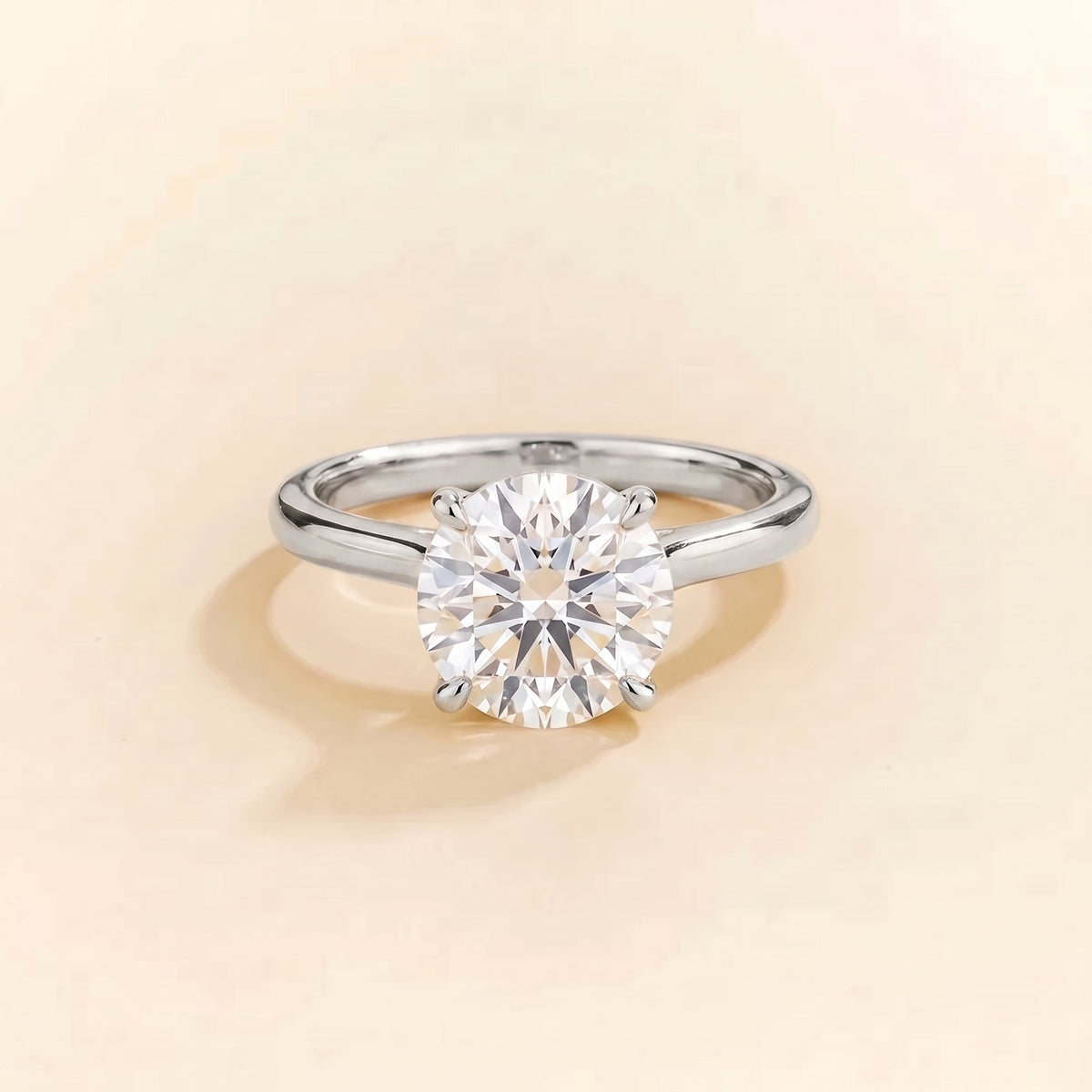 Nina Round Shape Diamond Cathedral Solitaire Ring front