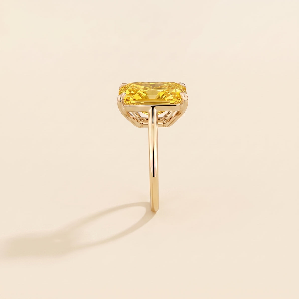 Clair Radiant Shape Yellow Sapphire Cathedral Solitaire Ring side edge