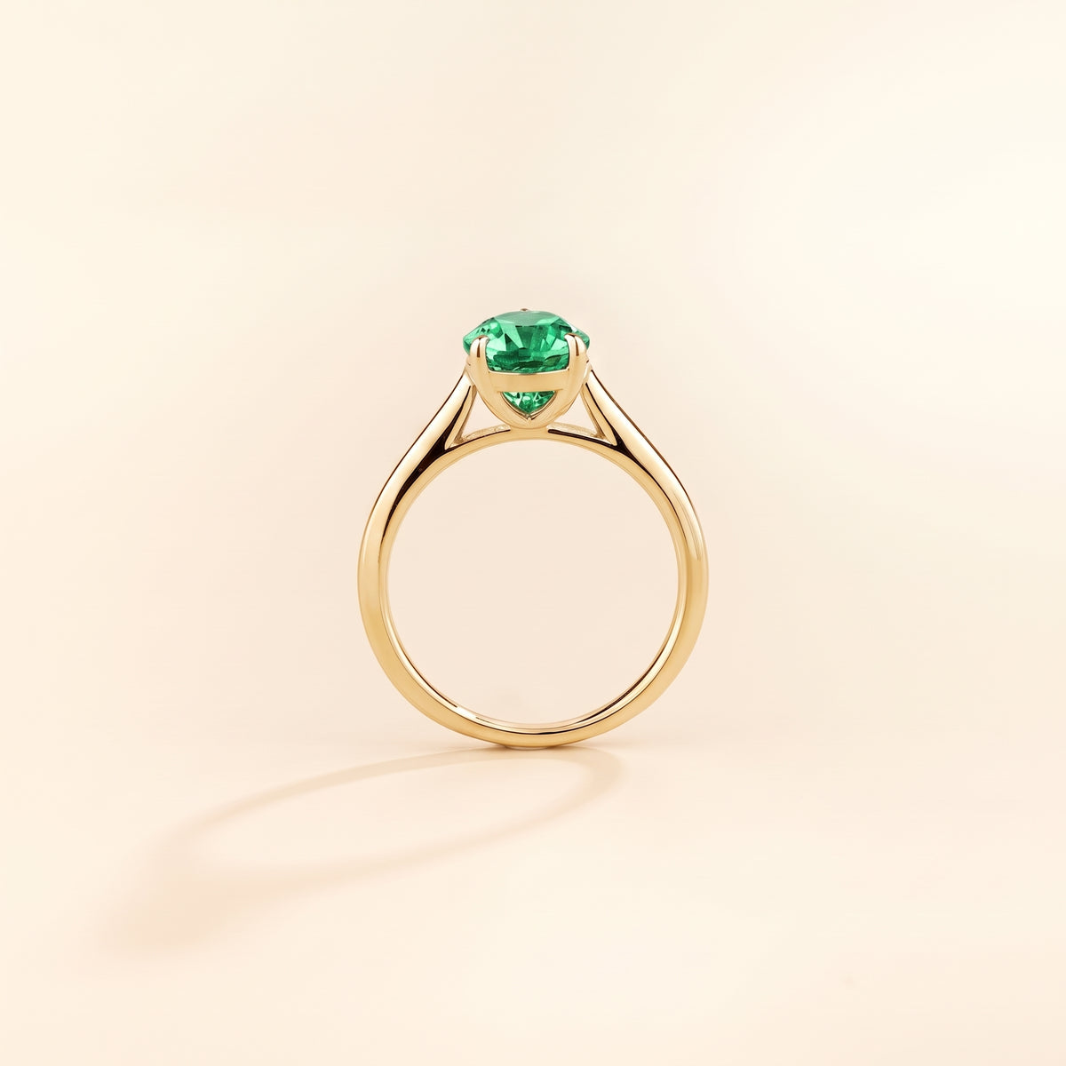 Pandal Pear Shape Green Sapphire Cathedral Solitaire Ring side profile