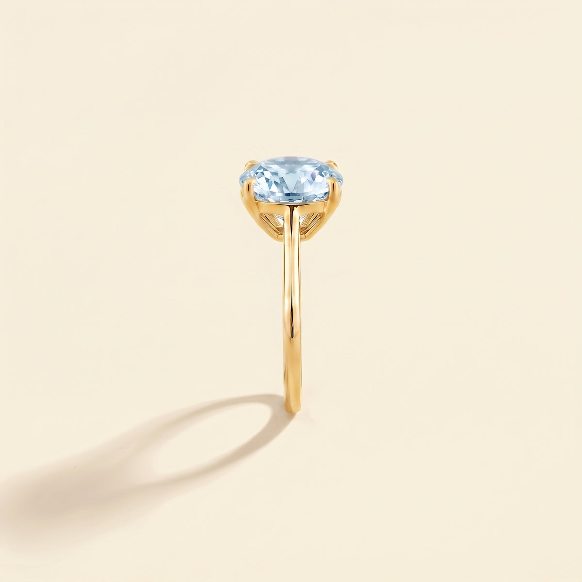 Pandal Cushion Shape Aquamarine Cathedral Solitaire Ring side edge