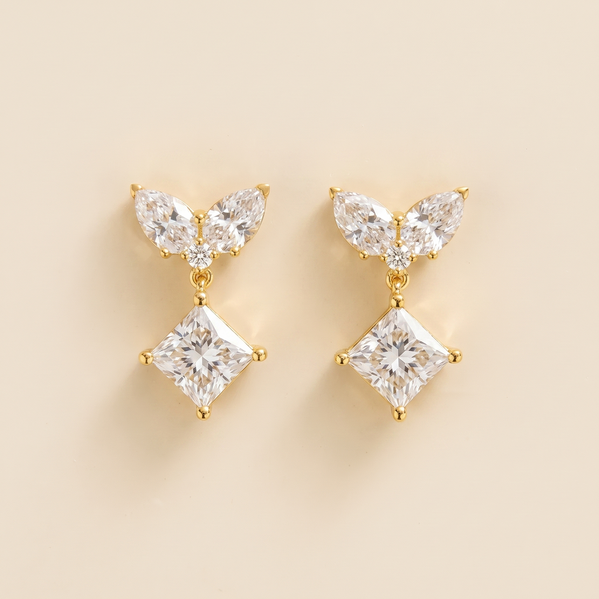 Amore Diamond Butterfly Drop Earrings in Gold | Juvetti