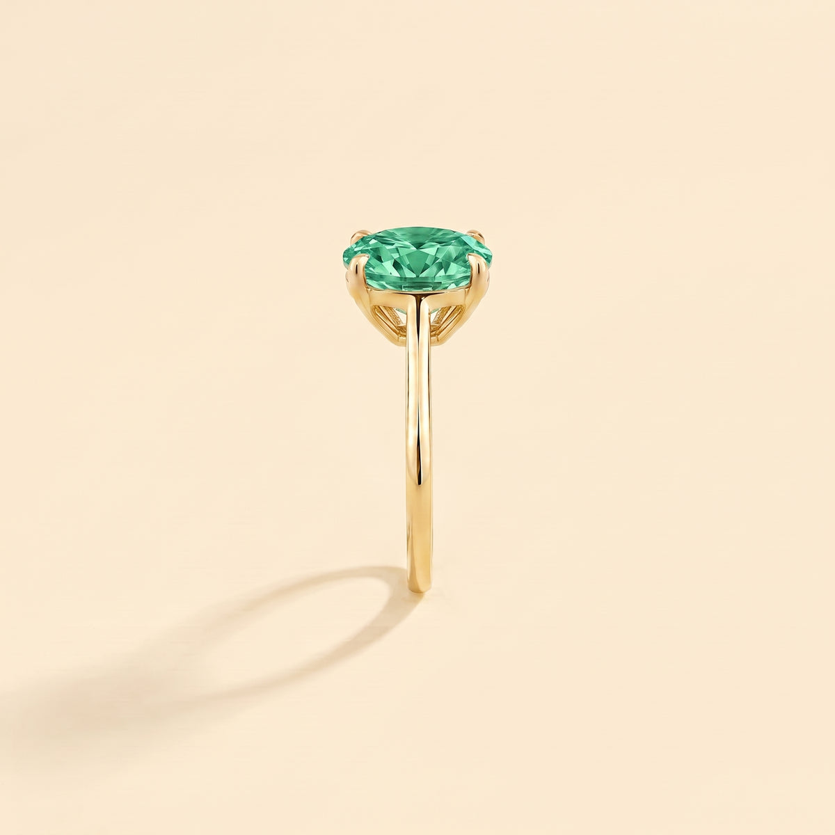 Pandal Cushion Shape Green Sapphire Cathedral Solitaire Ring side edge