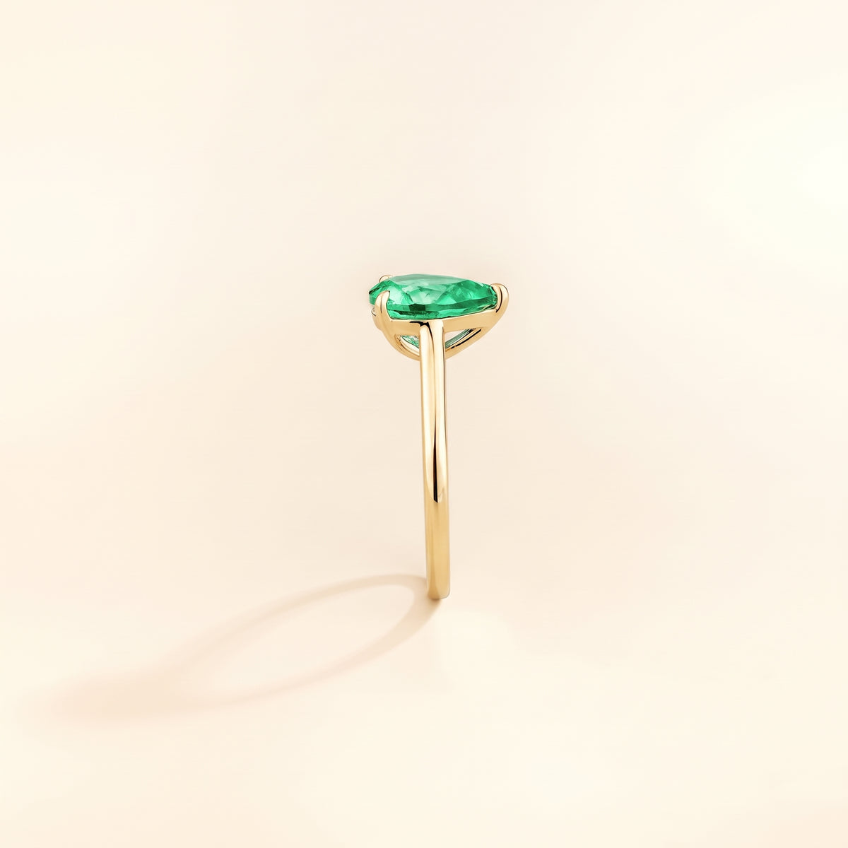 Pandal Pear Shape Green Sapphire Cathedral Solitaire Ring side edge