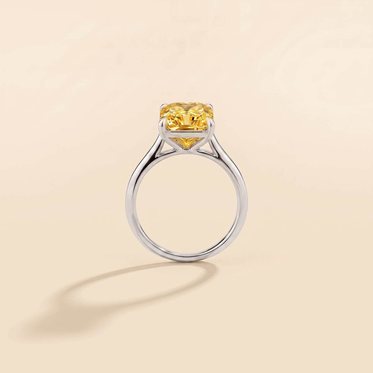 Clair Radiant Shape Yellow Saphire Cathedral Solitaire Ring side profile