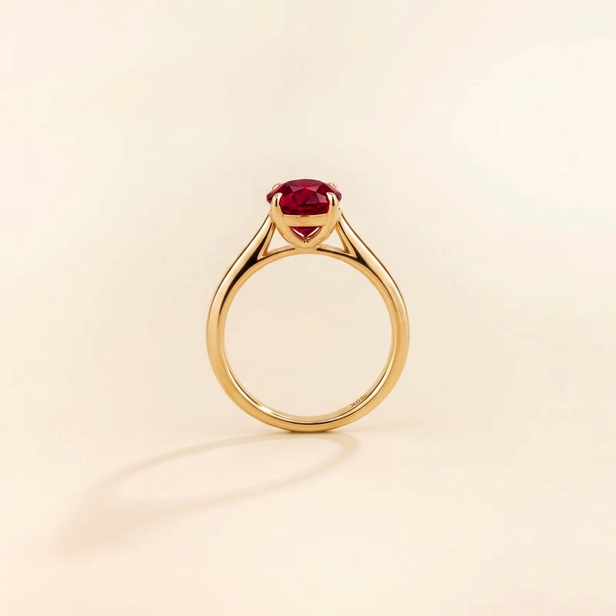 Pandal Pear Shape Ruby Cathedral Solitaire Ring side profile