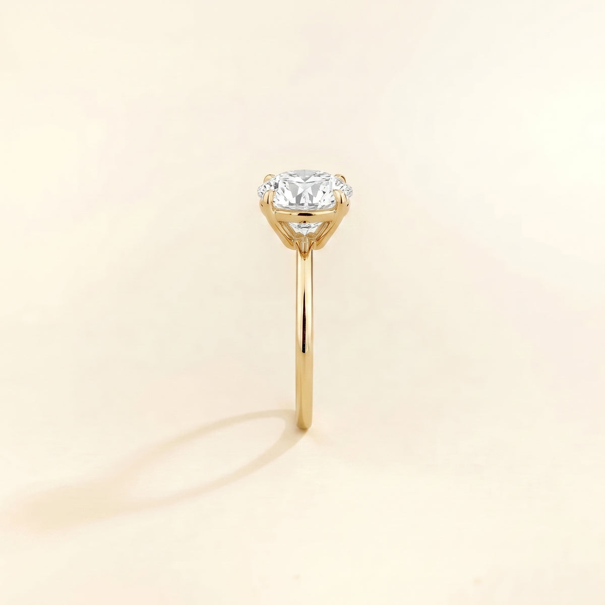 Nina Round Shape Diamond Cathedral Solitaire Ring side edge