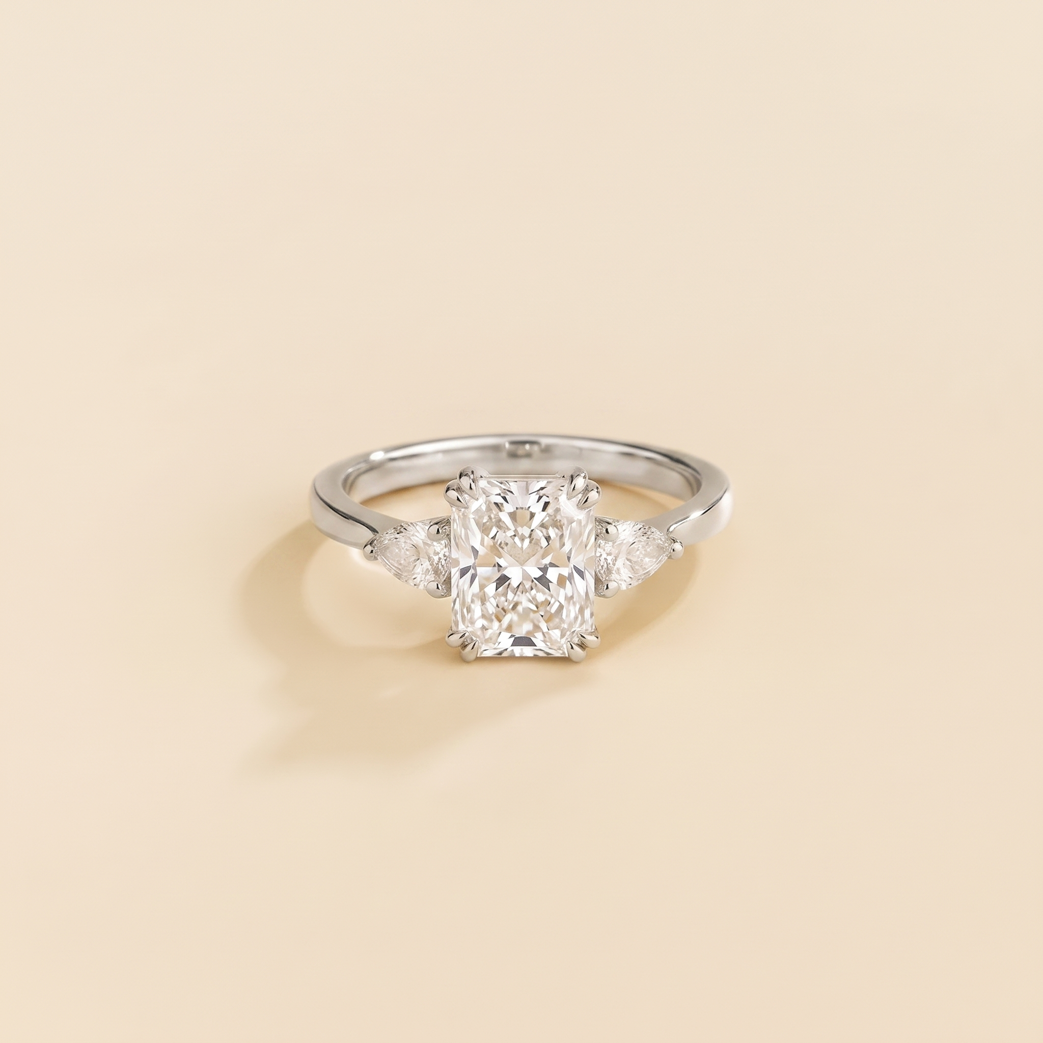 Bale Diamond Radiant Cut & Pear Cut White Gold Ring