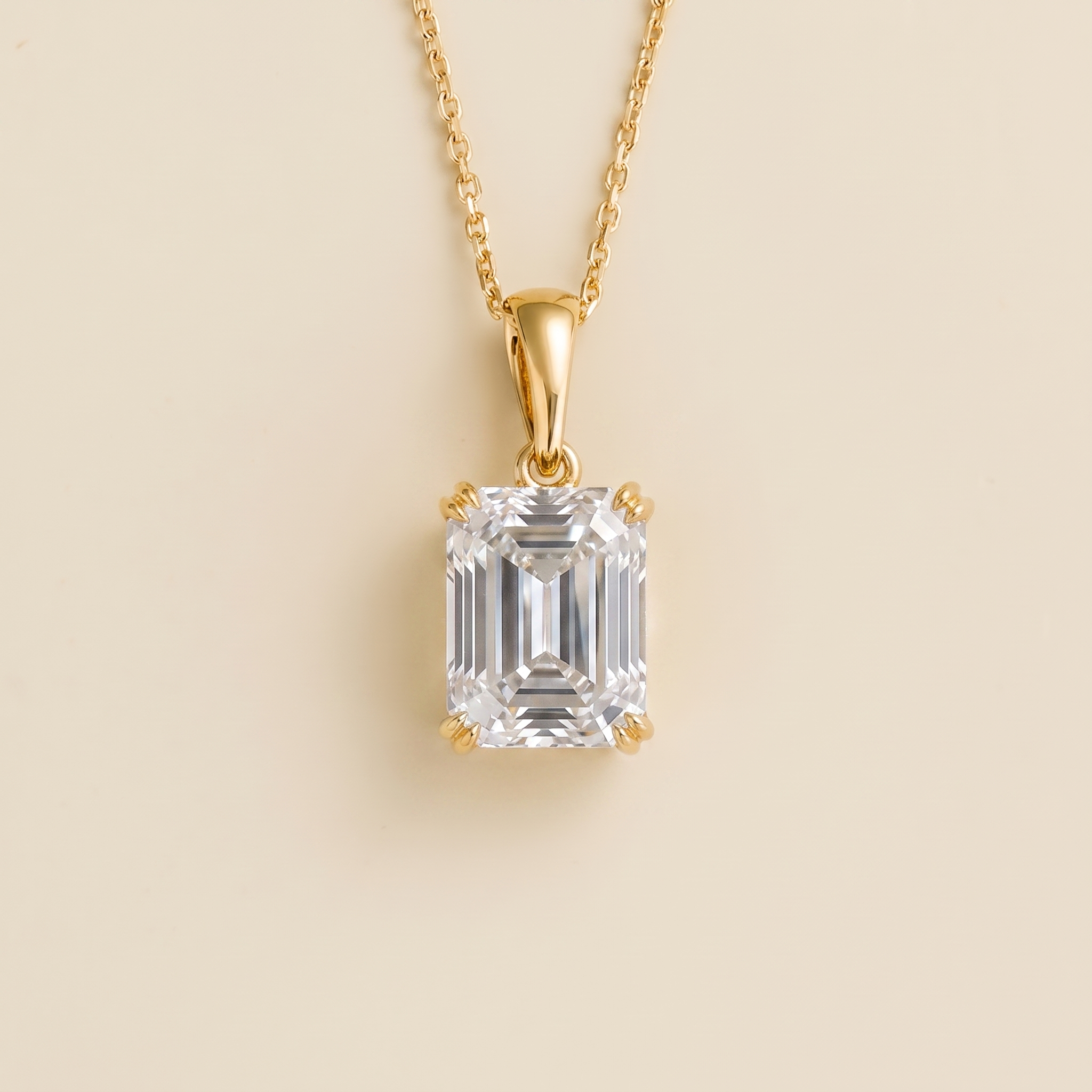 Thamani Diamond Emerald-Cut Solitaire Pendant Necklace in Gold