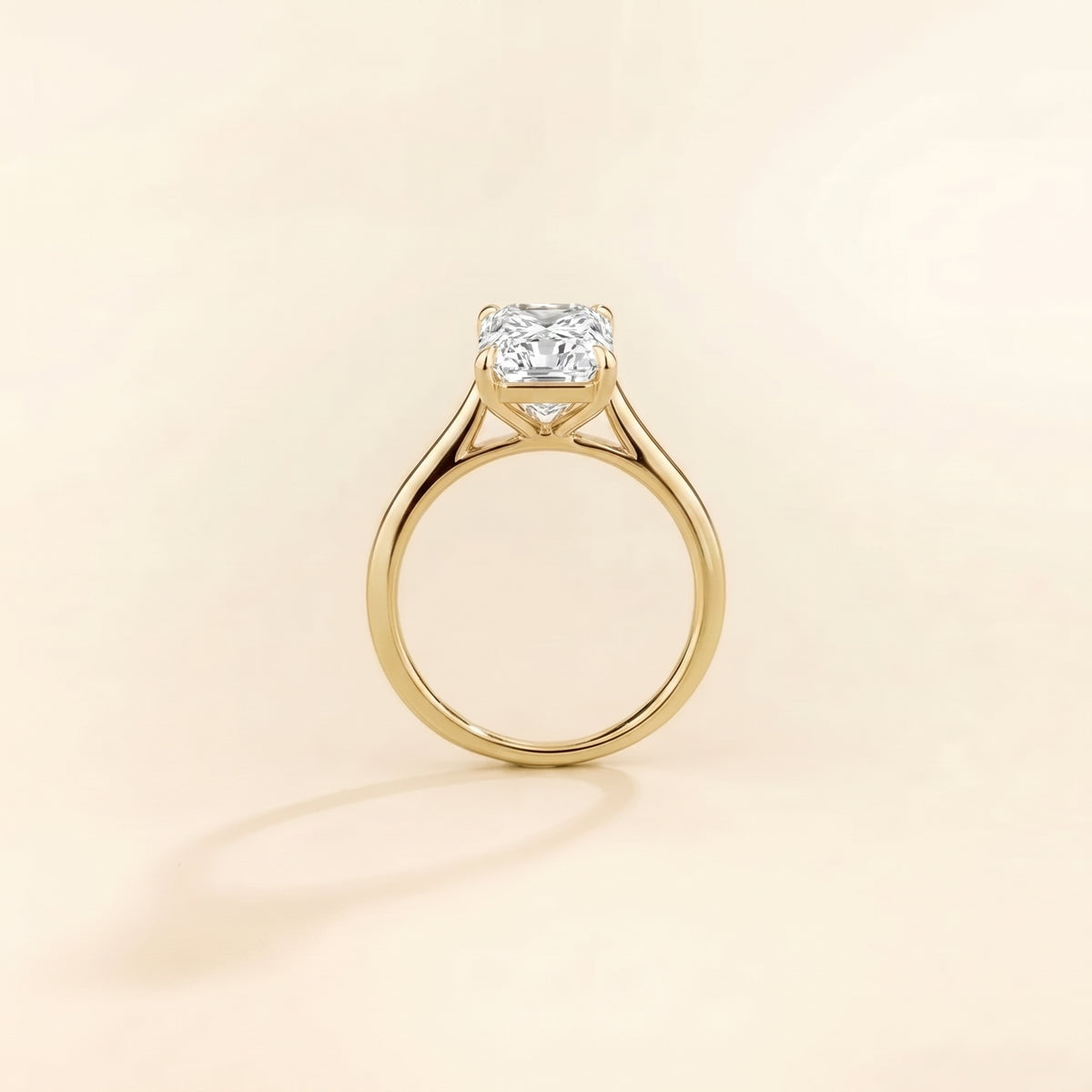 Clair Radiant Shape Diamond Cathedral Solitaire Ring side profile